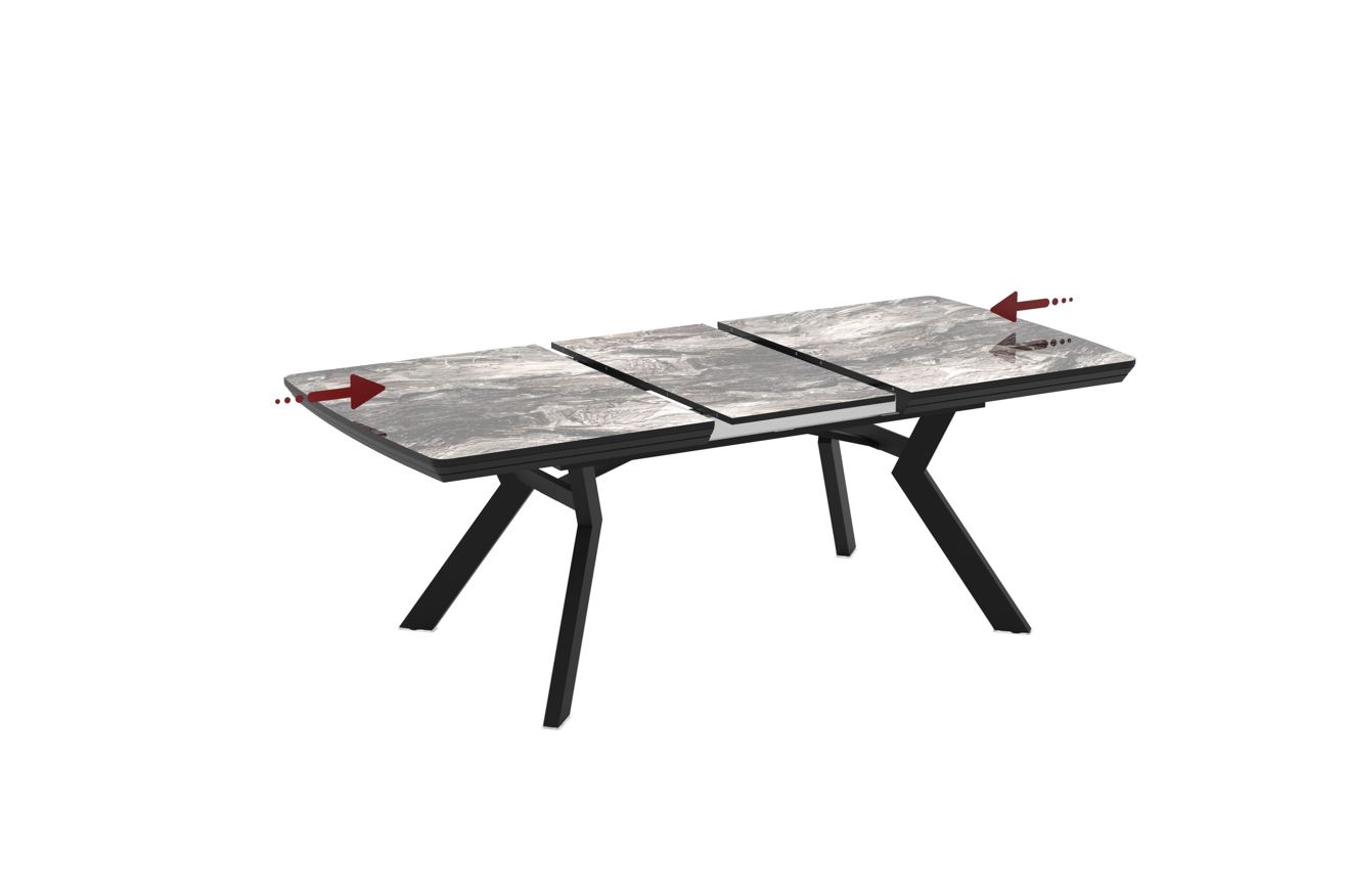 Extendable Dining Table Robat 160 / Cosmos High Gloss, Grey (marble pattern) - Image 3
