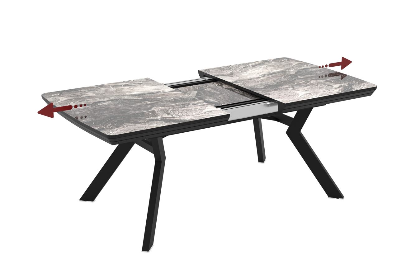 Extendable Dining Table Robat 160 / Cosmos High Gloss, Grey (marble pattern) - Image 4