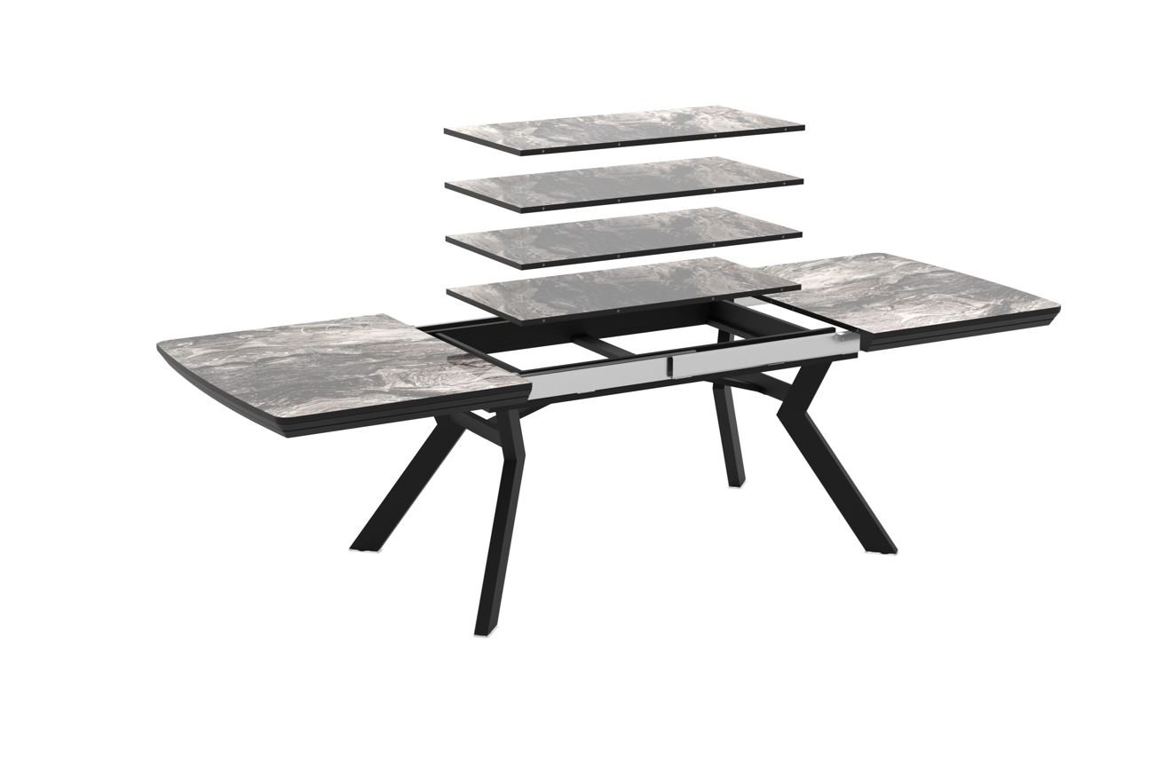 Extendable Dining Table Robat 160 / Cosmos High Gloss, Grey (marble pattern) - Image 5