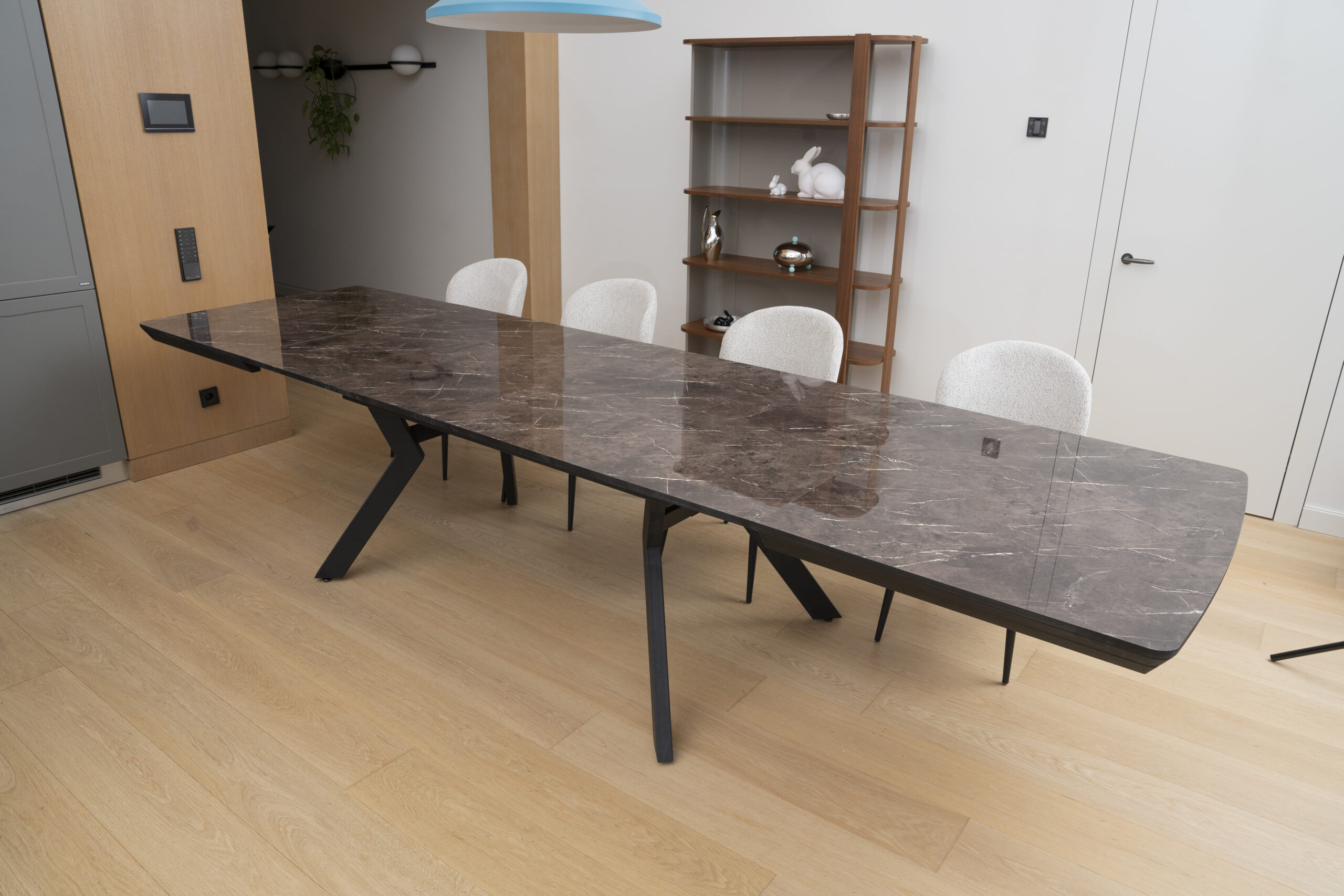 Extendable Dining Table Robat 160 / Cosmos High Gloss, Grey (marble pattern) - Image 14