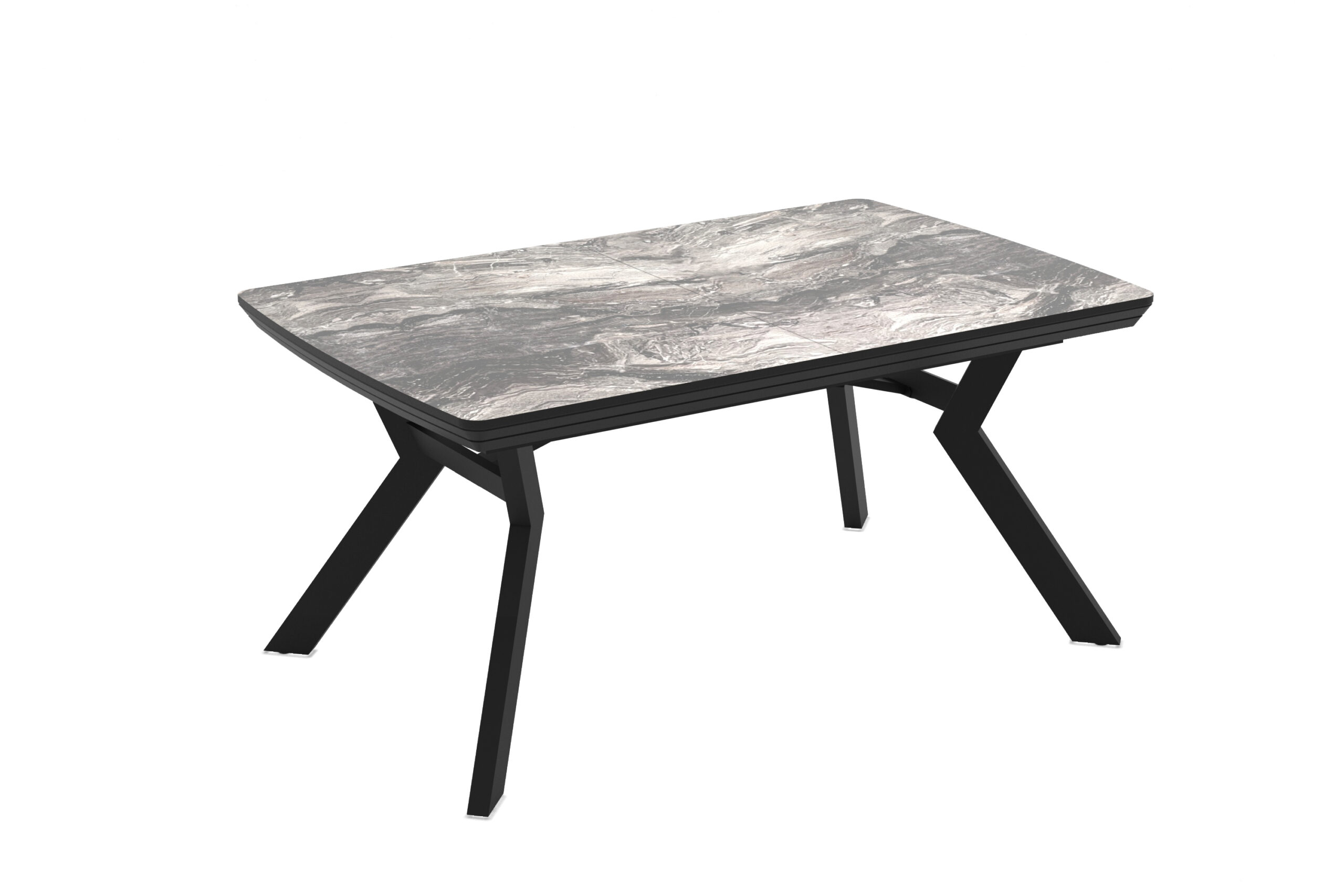 Extendable Dining Table Robat 160 / Cosmos High Gloss, Grey (marble pattern)