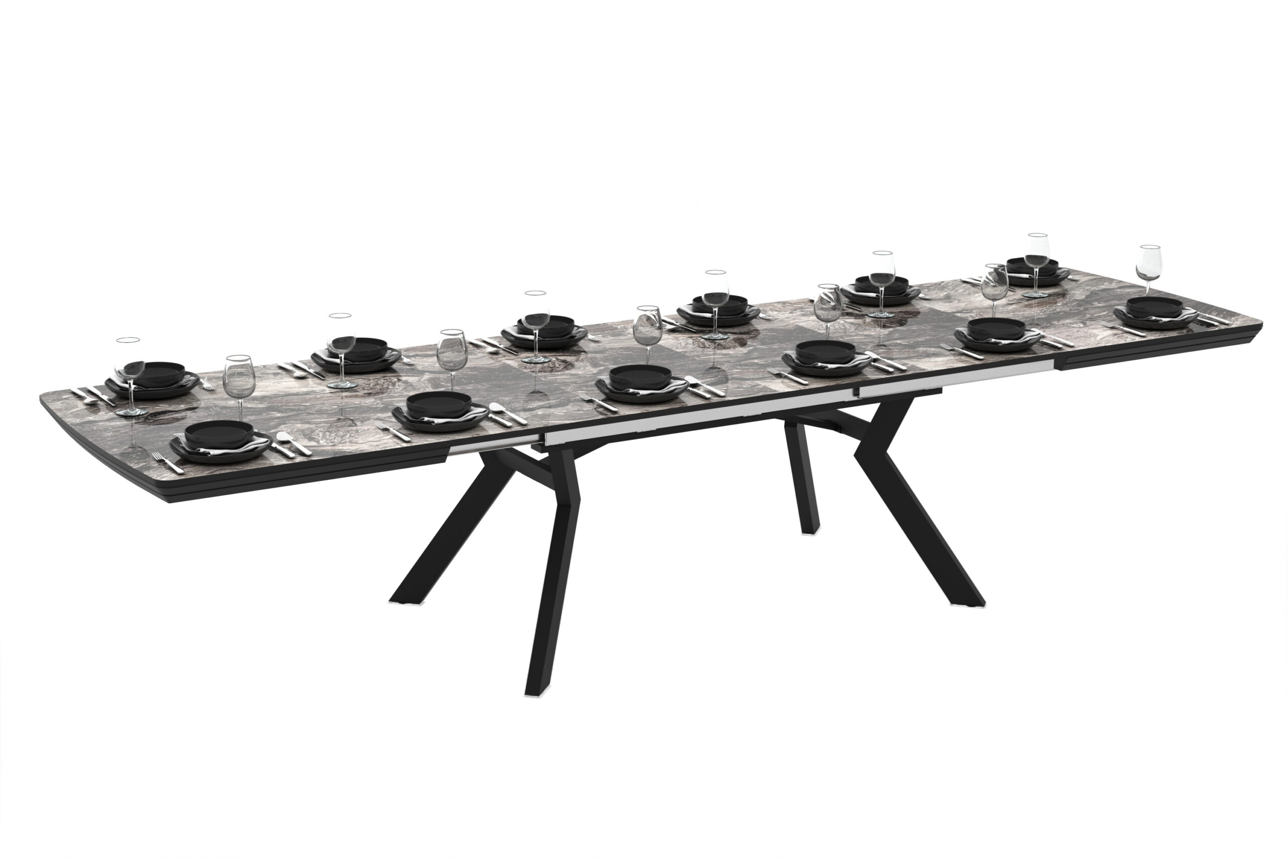 Extendable Dining Table Robat 160 / Cosmos High Gloss, Grey (marble pattern) - Image 2