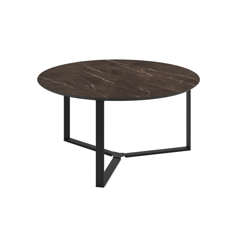 Miami 90 Coffee Table / Bianco High Gloss, Taupe (marble pattern) - large