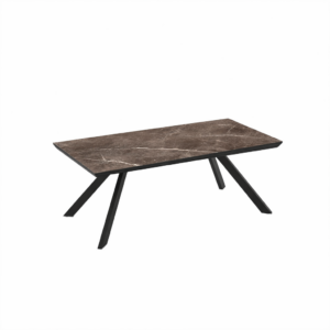 Corin 180 Extendable Dining Table / Bianco High Gloss, Brown (Marble Pattern, Glossy)