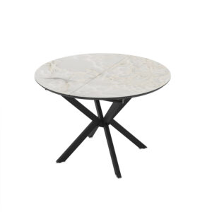 Extendable Dining Table Dobok 110 / Mola, Light Grey (Marble Pattern)