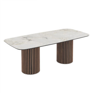 Dining Table Oslo 220 / Mola, Light Grey (Marble Pattern)
