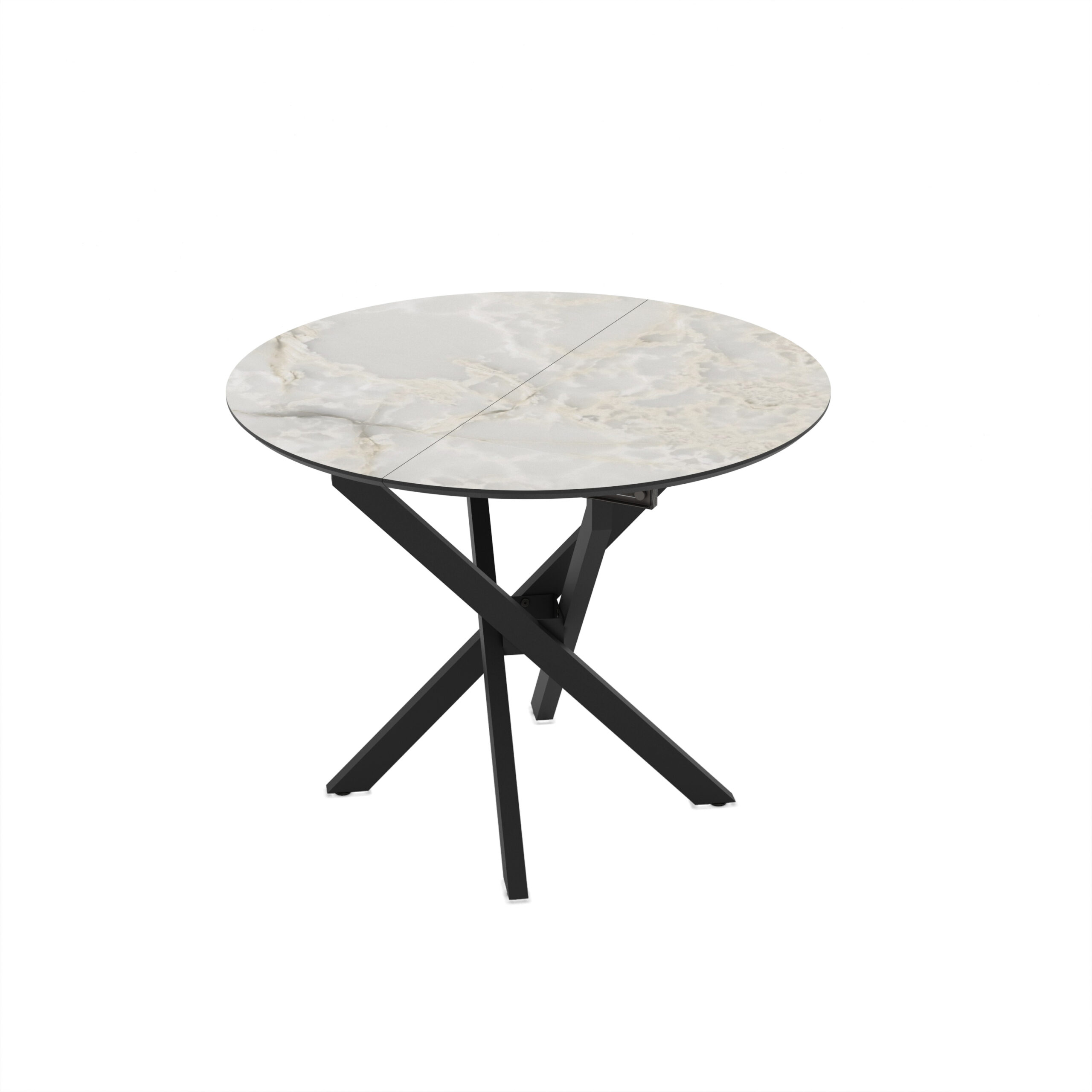 Extendable Dining Table Ruta 95 / Mola, Light Grey (Marble Pattern)