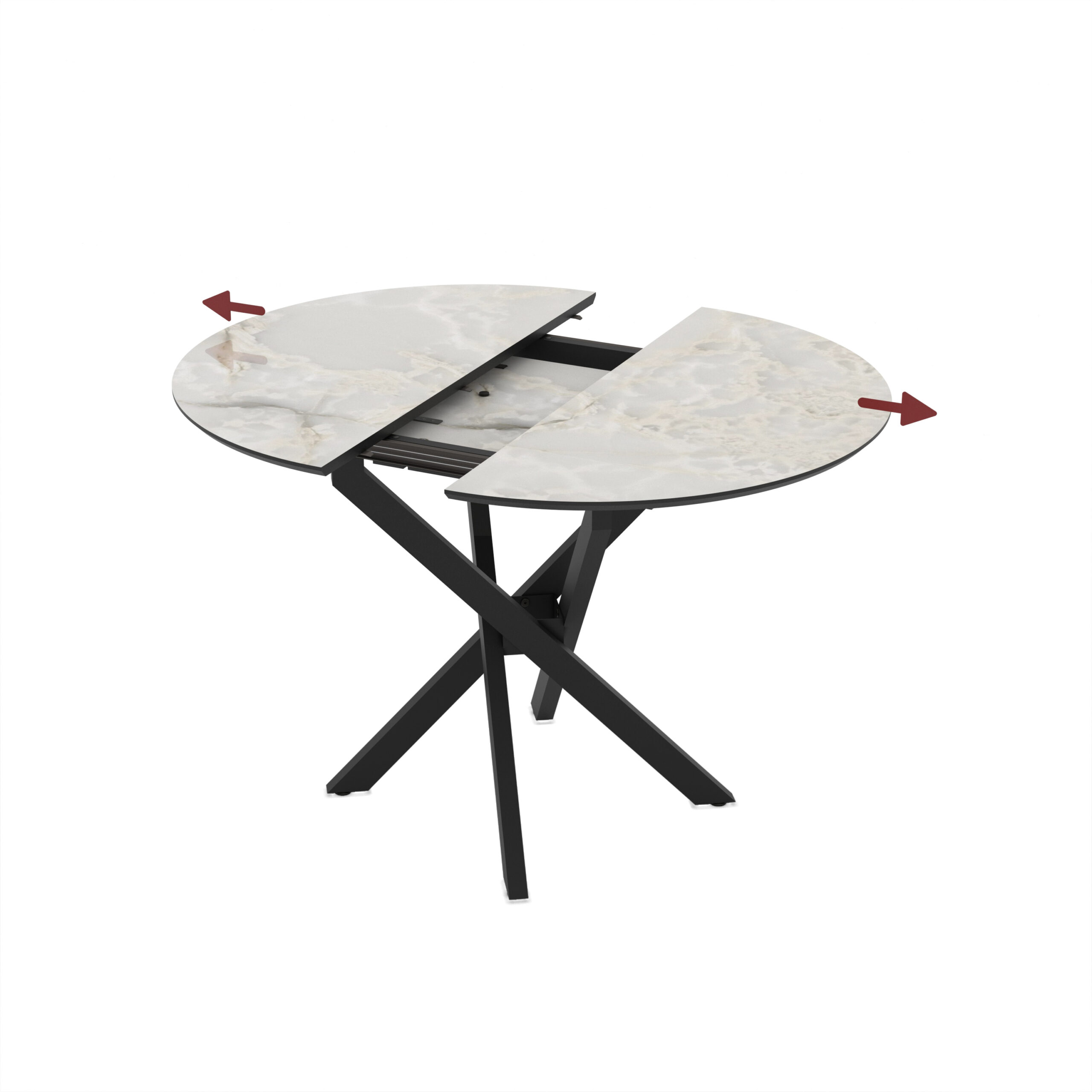 Extendable Dining Table Ruta 95 / Mola, Light Grey (Marble Pattern) - Image 2