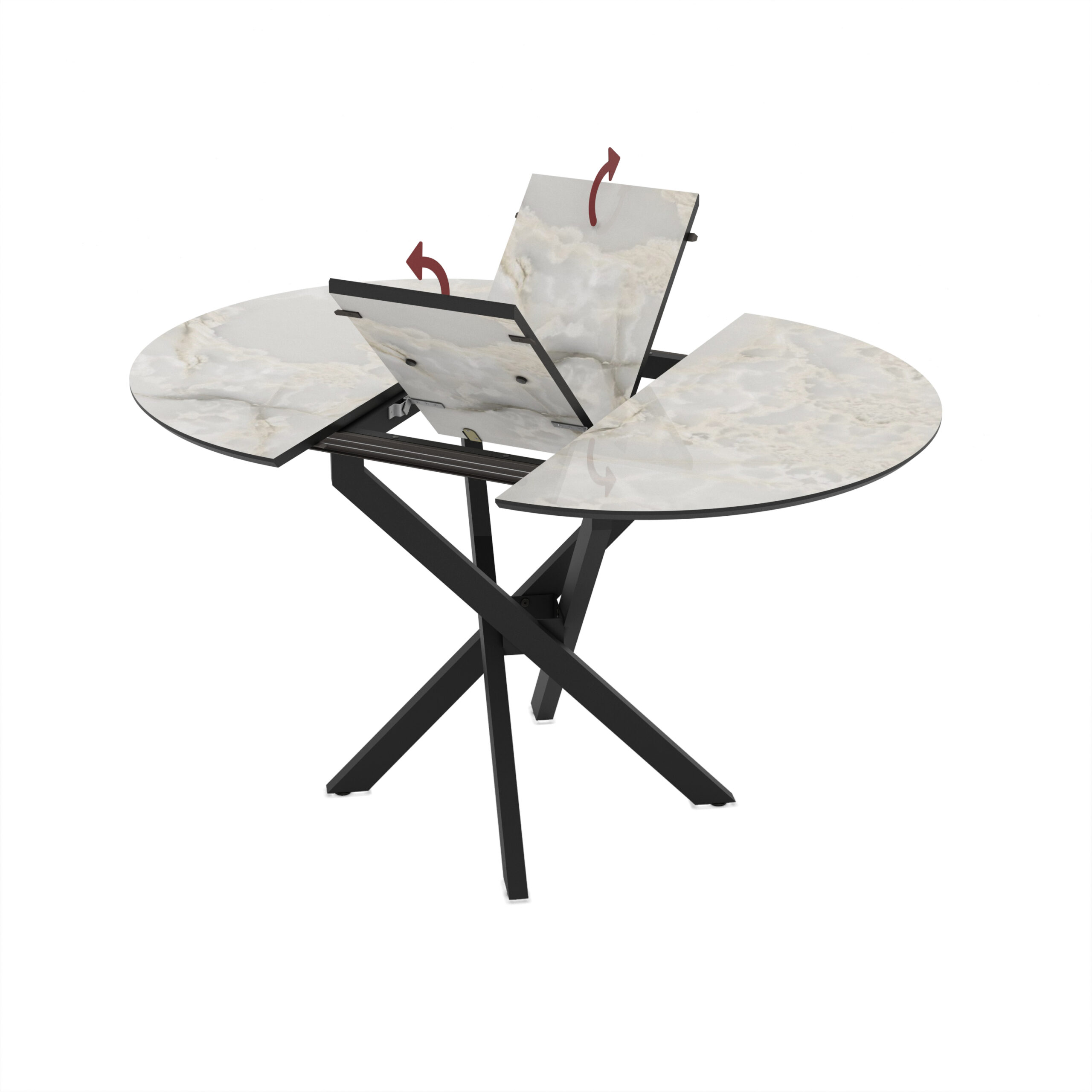 Extendable Dining Table Ruta 95 / Mola, Light Grey (Marble Pattern) - Image 3