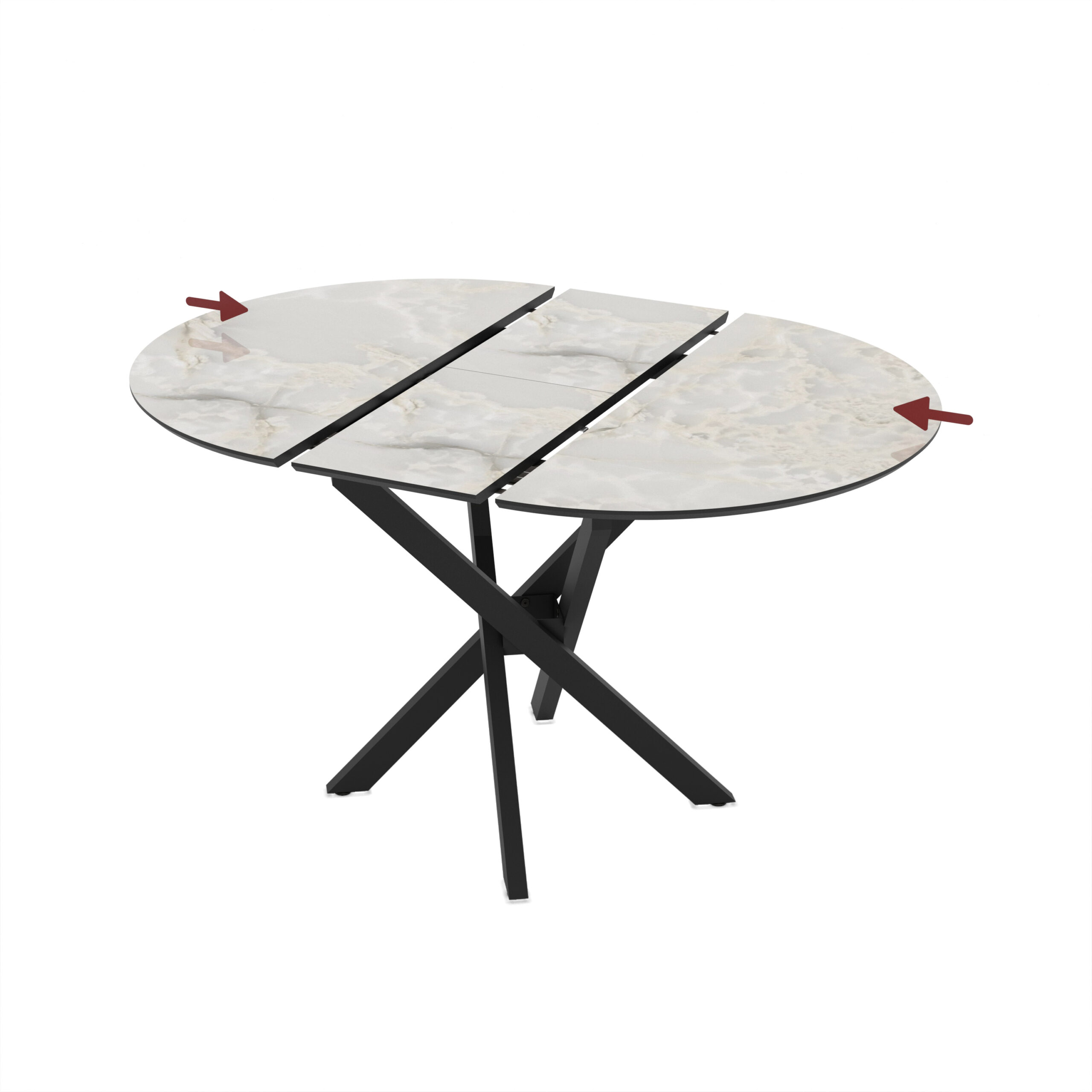 Extendable Dining Table Ruta 95 / Mola, Light Grey (Marble Pattern) - Image 4