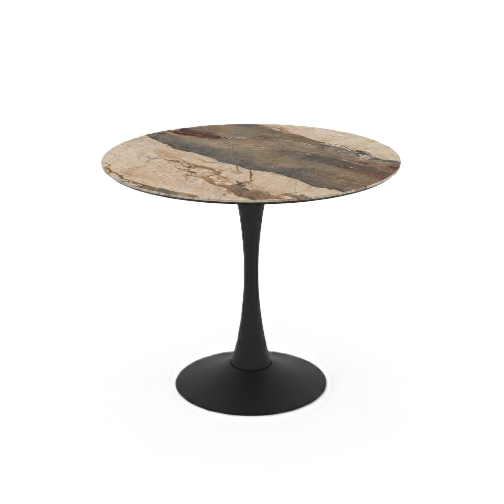 Orbit 90 / Gaia Dining Table, Brown (marble pattern)