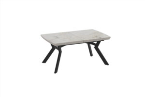 Extendable Dining Table Robat 160 / Mola, Light Gray (Marble Pattern)