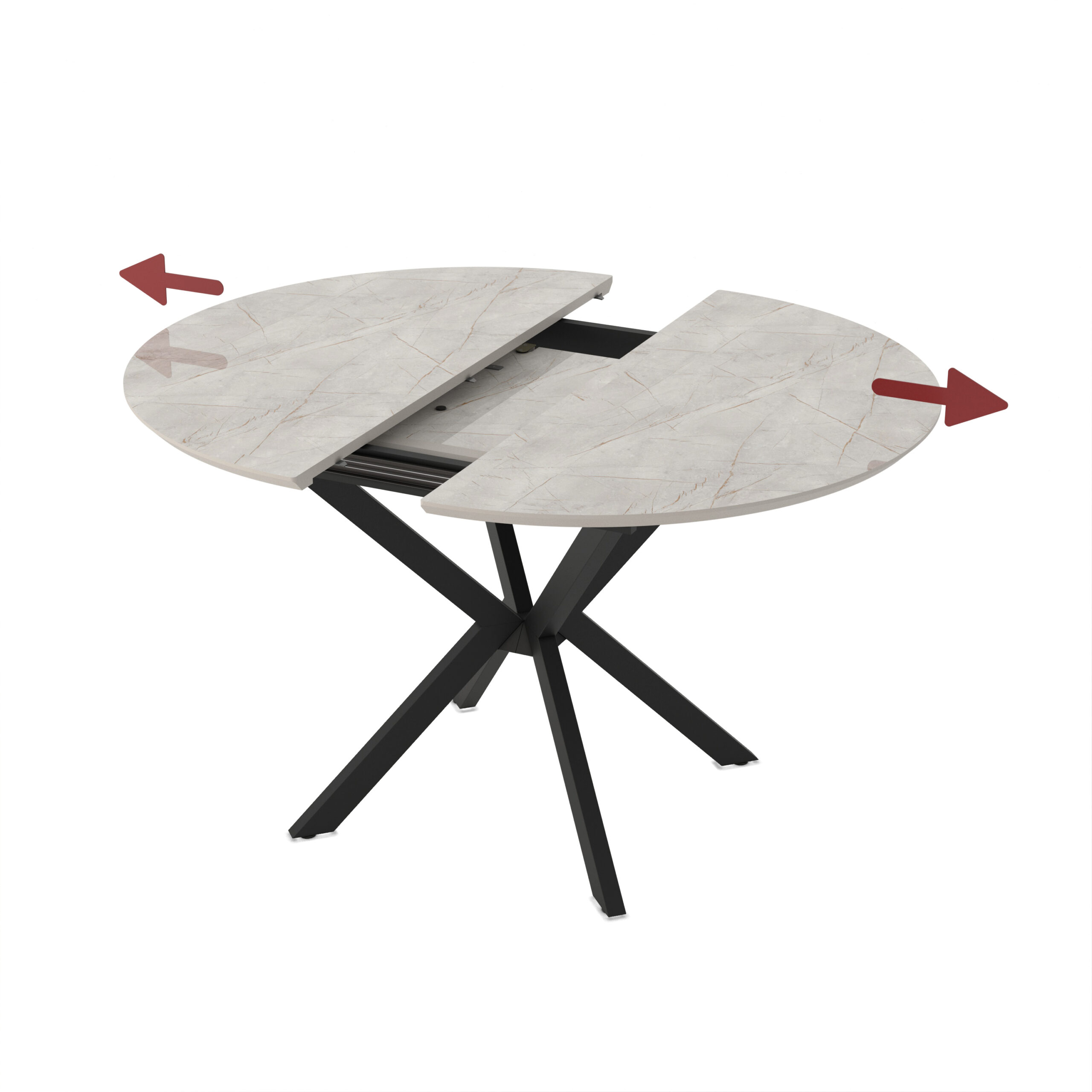 Extendable Dining Table Dobok 110 / Lagina High Gloss, Gray (marble pattern) - Image 2