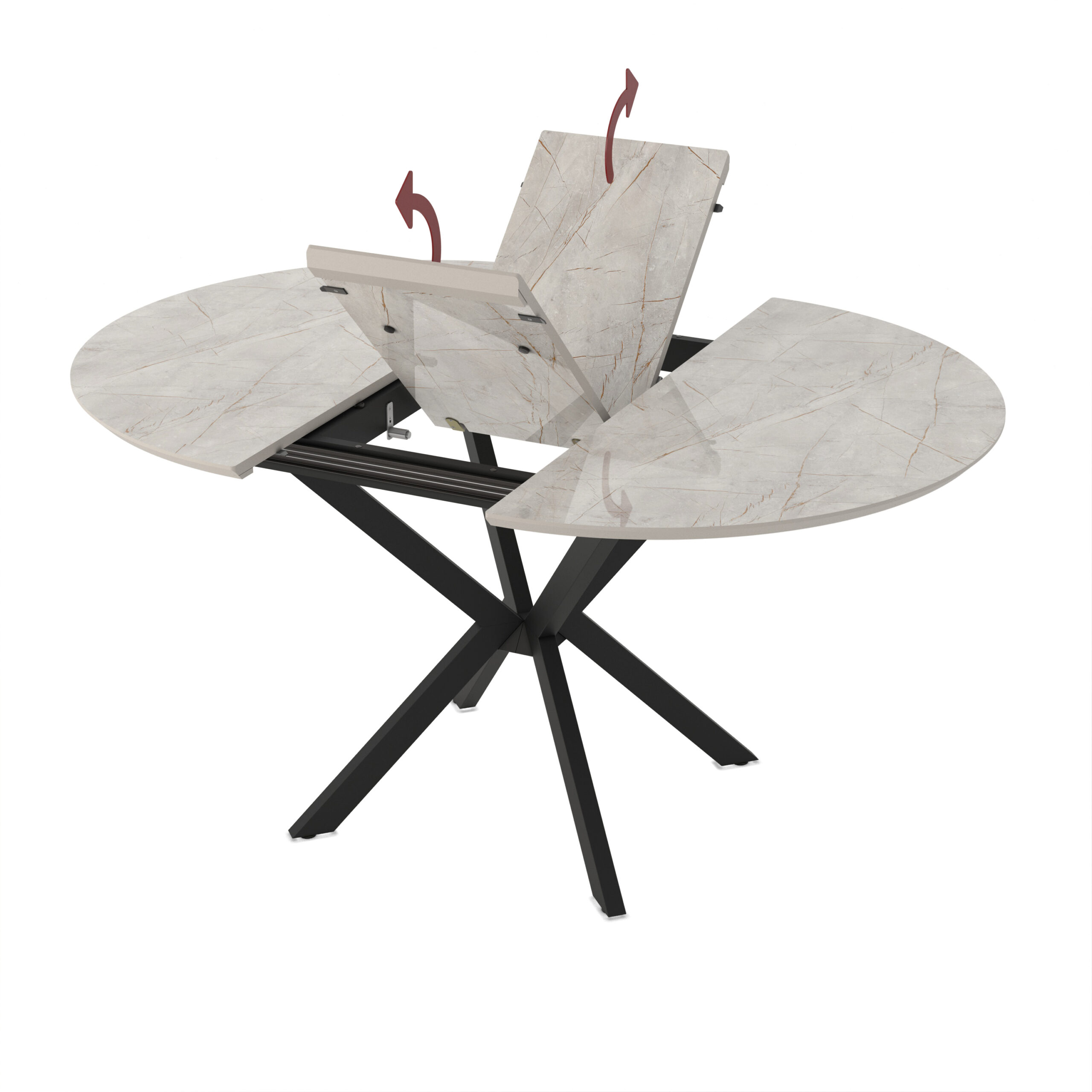 Extendable Dining Table Dobok 110 / Lagina High Gloss, Gray (marble pattern) - Image 3