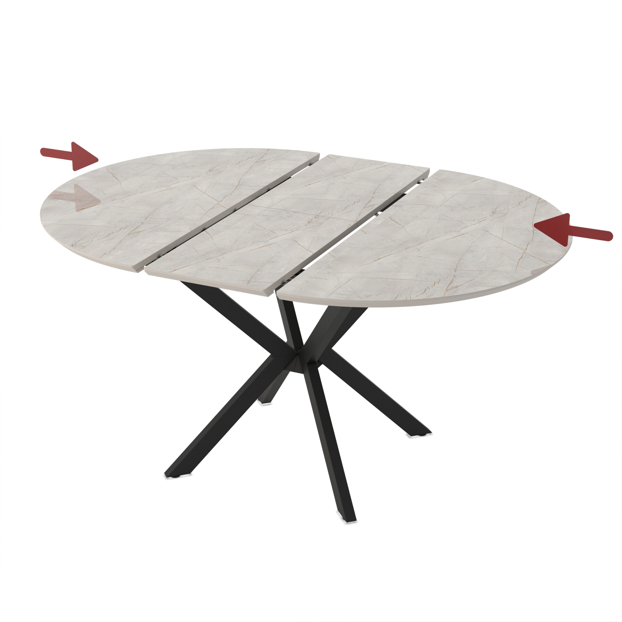 Extendable Dining Table Dobok 110 / Lagina High Gloss, Gray (marble pattern) - Image 4