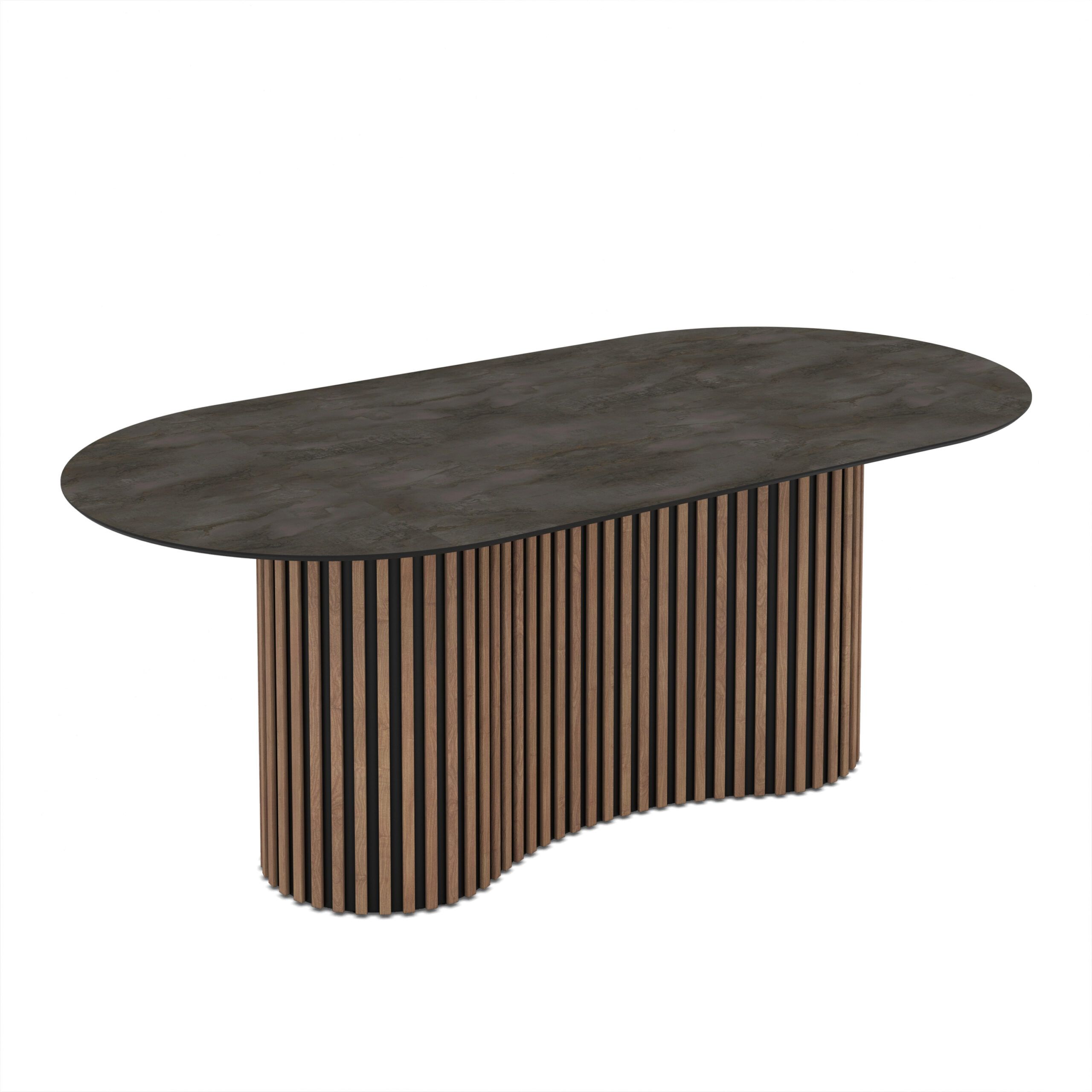 Oscar 200 / Irony Melamine Dining Table, Dark Gray (marble pattern)