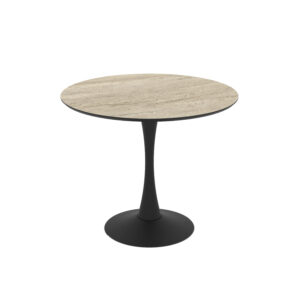 Orbit 90 / Traverten Dining Table, Sand Color (Travertine Marble Pattern)